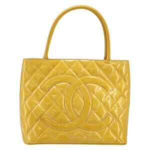 Chanel Patent Leather Standard Tote Bag Yellow